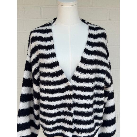 SALTWATER LUXE BRETON SCOUT BUTTON FRONT CARDIGAN SWEATER M BRITON STRIPE - Picture 7 of 11